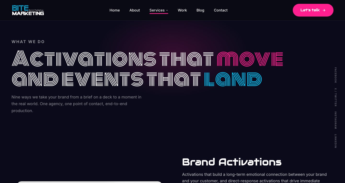 BITE Marketing website &mdash; services